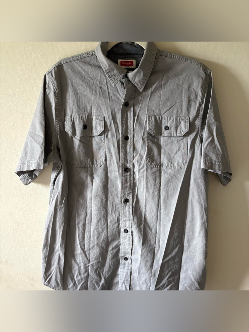 Wrangler Light Gray Short Sleeve Button-Down Work Shirt